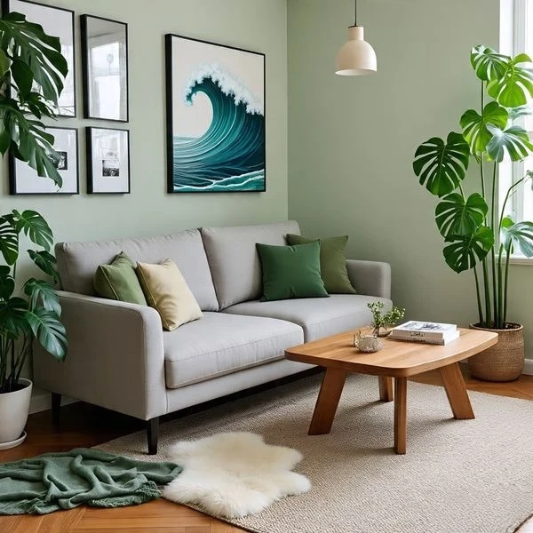 Relaxing meditation corner with cushions and rug