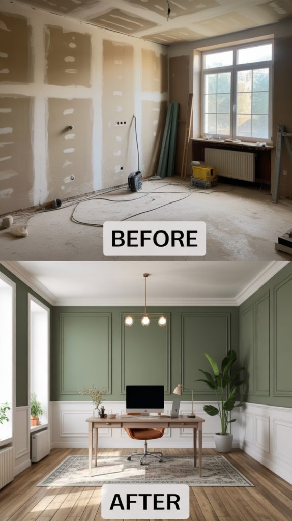 Bright and Airy Workspace looking before and after