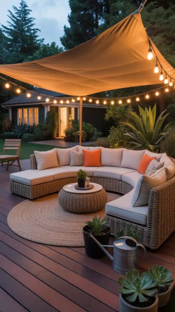 small deck design with multi-functional storage bench
