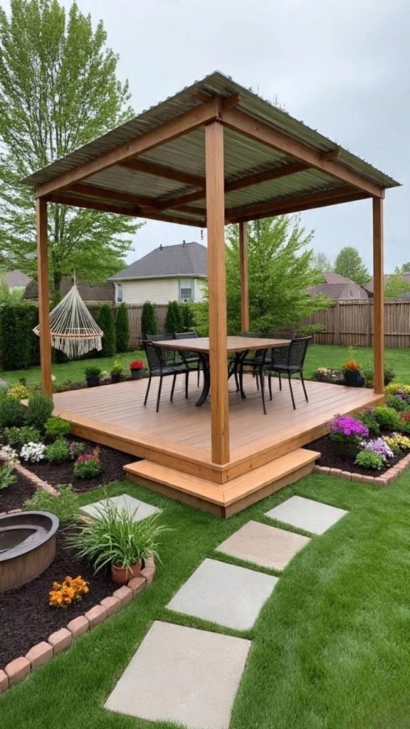 peaceful outdoor deck decorated with potted plants