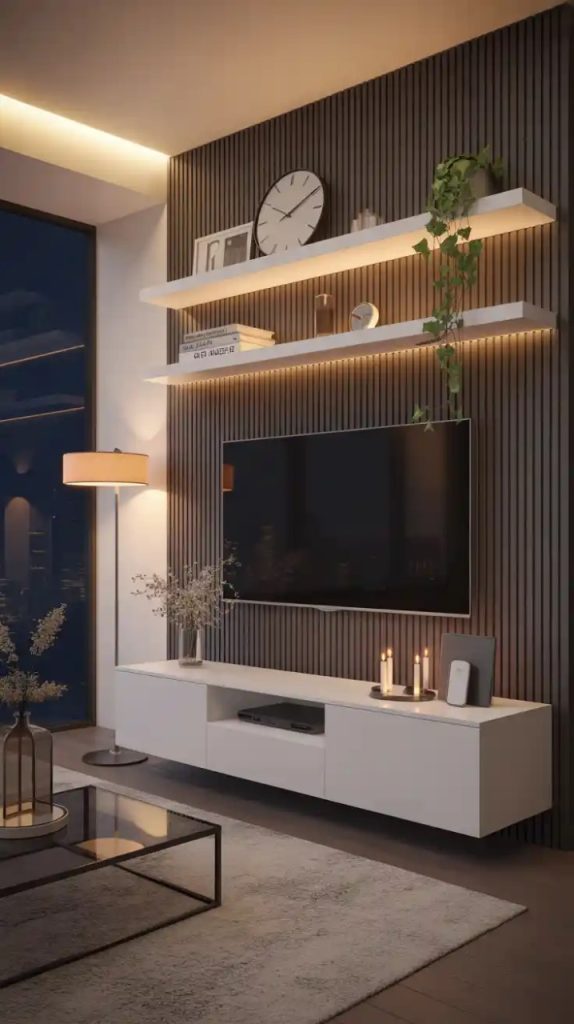 Fireplace and TV combo feature wall