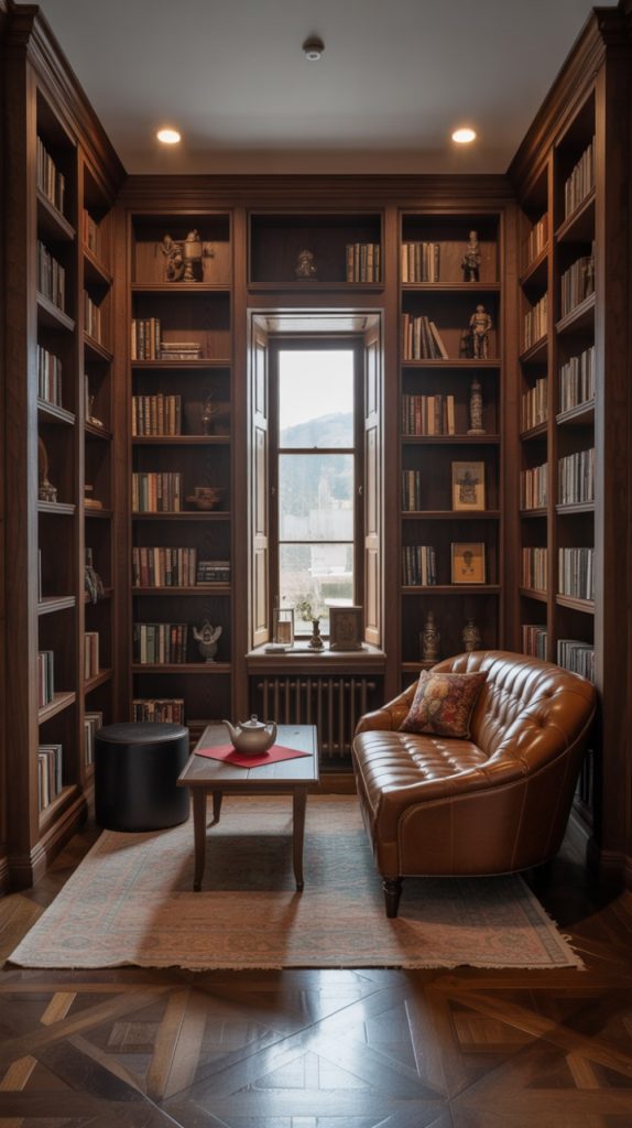Modern loft-style library with industrial design
