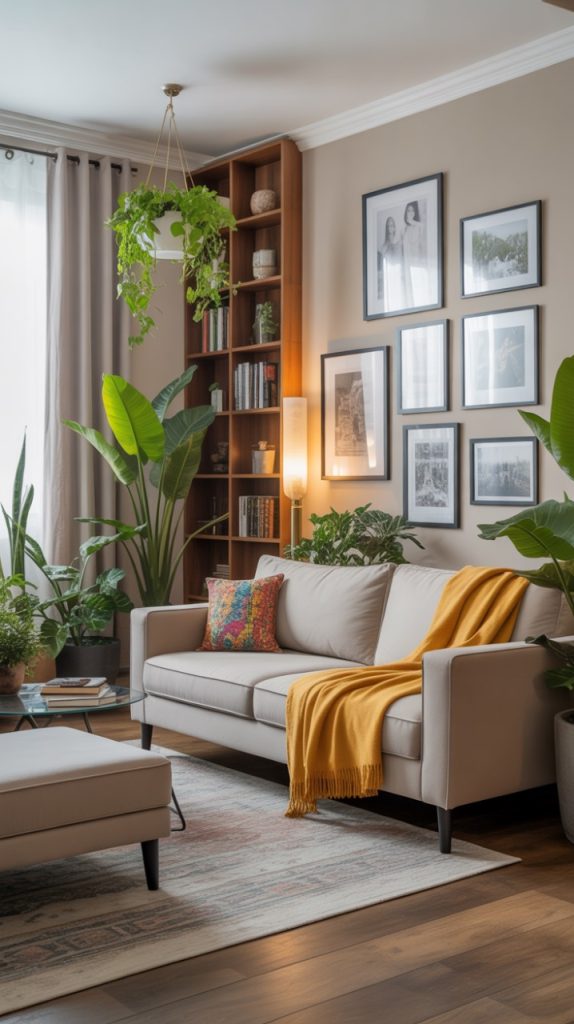 Small city apartment decorated with lush greenery