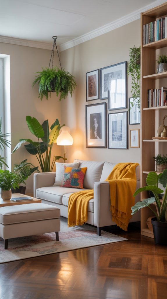 Modern apartment with hanging indoor garden