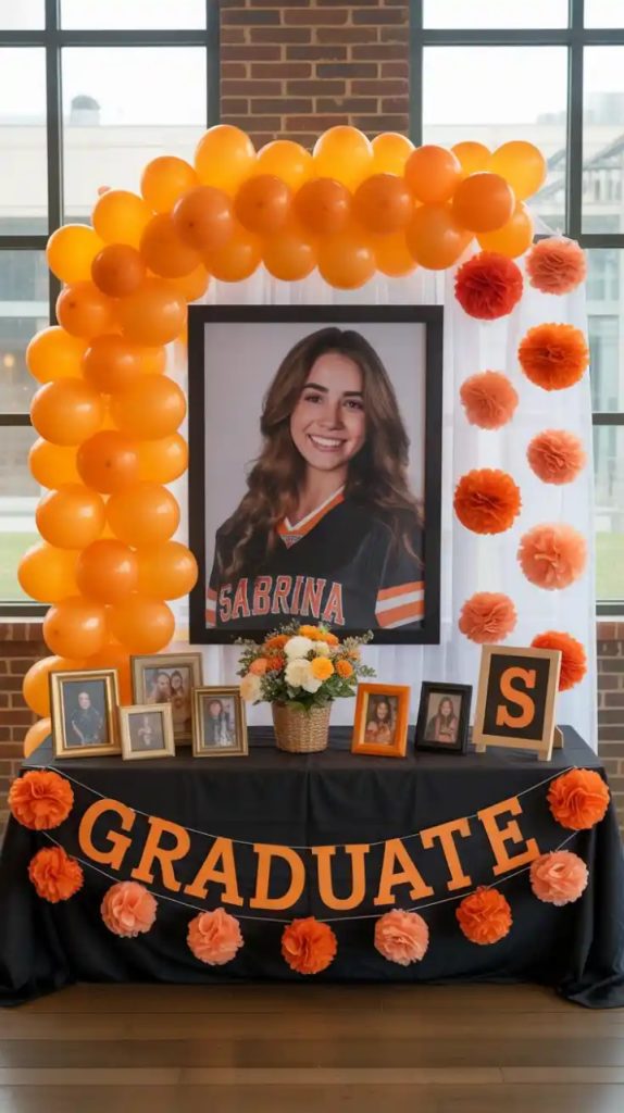 Rustic senior birthday table with mason jars and wildflowers