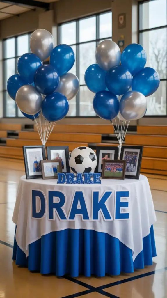 Personalized memory table with photographs and souvenirs