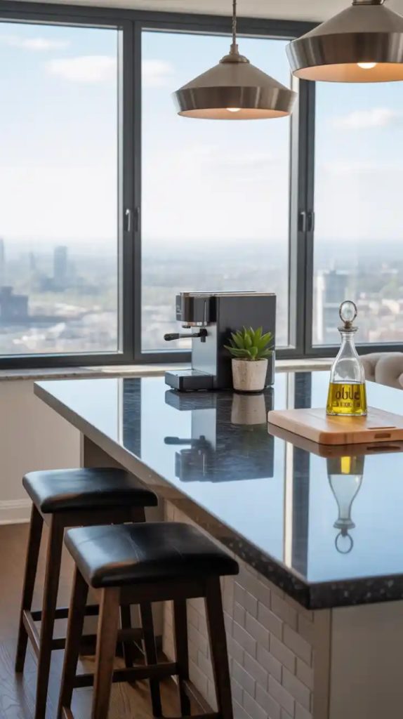 Smart kitchen island with built-in charging station