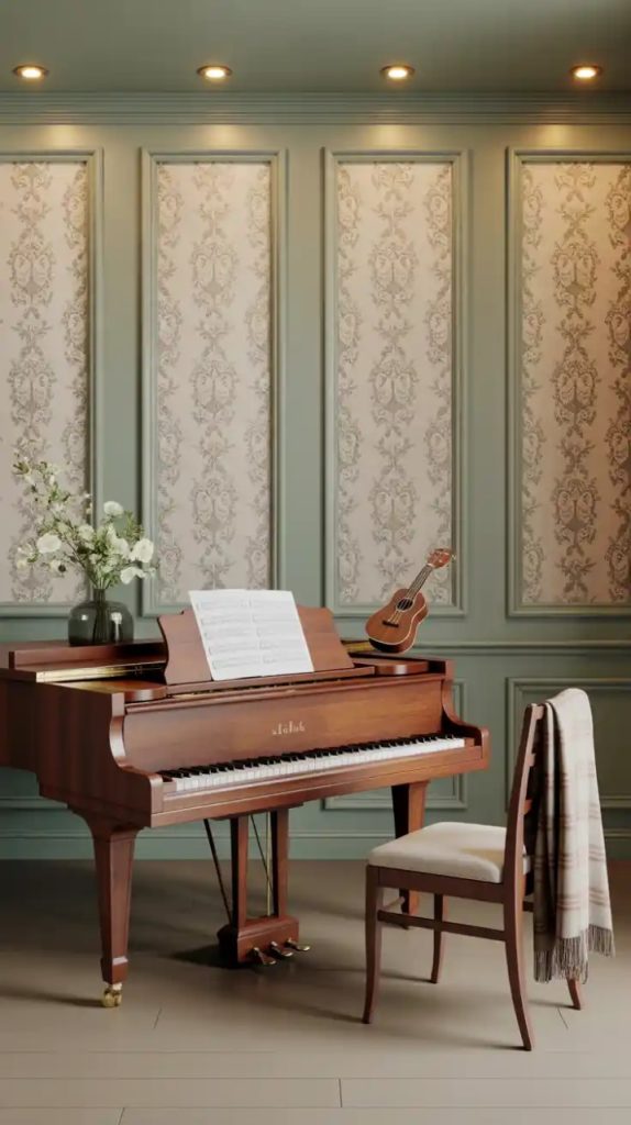 Acoustic panels in modern music practice space