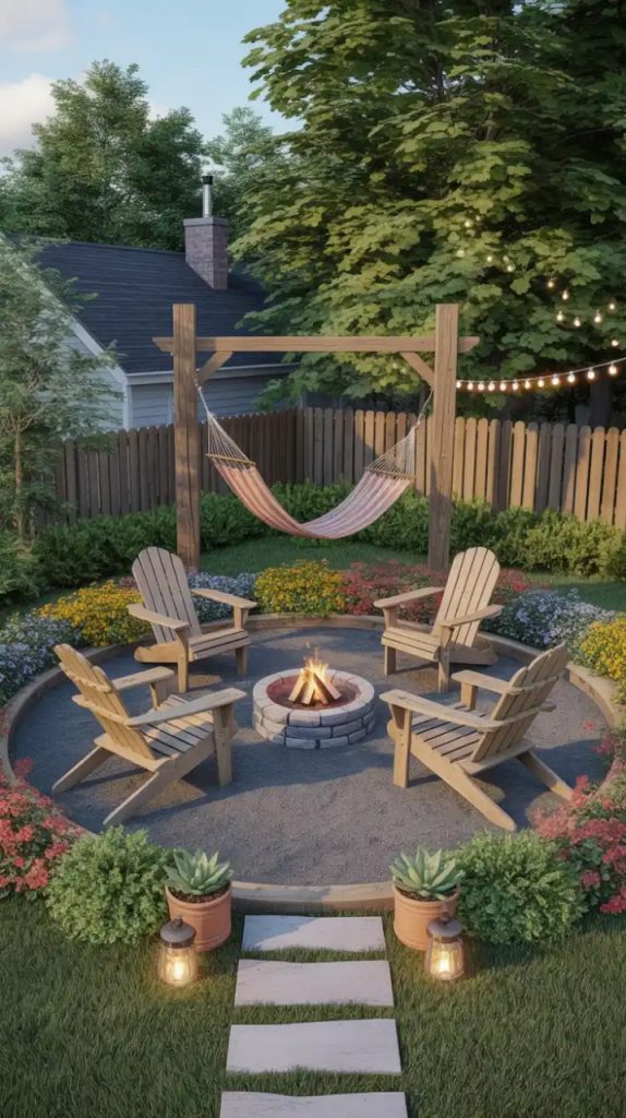modern gas fire pit on patio