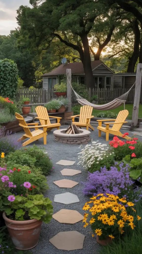 fire pit with built-in bench seating
