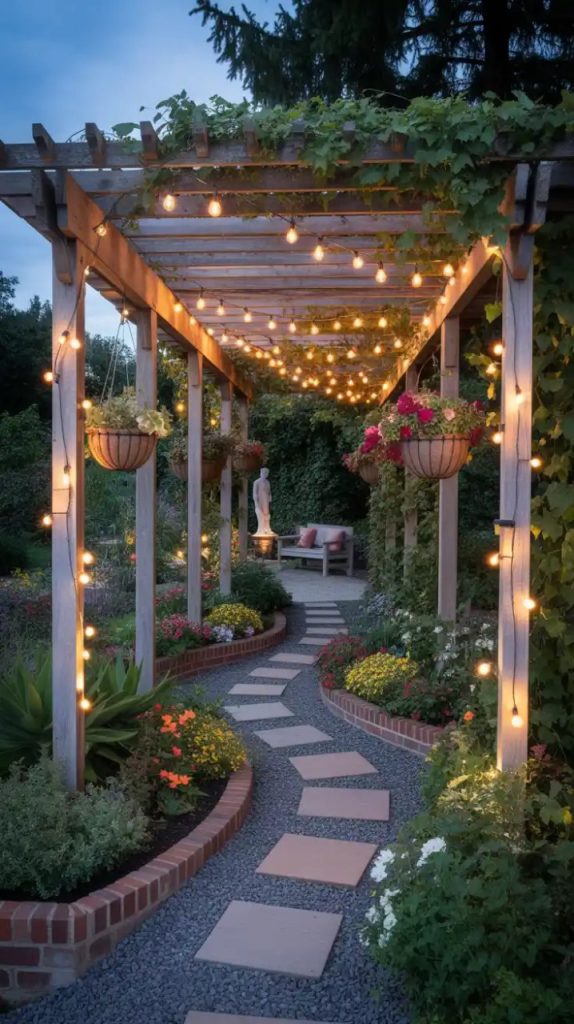 Living vertical garden wall with herbs and flowers