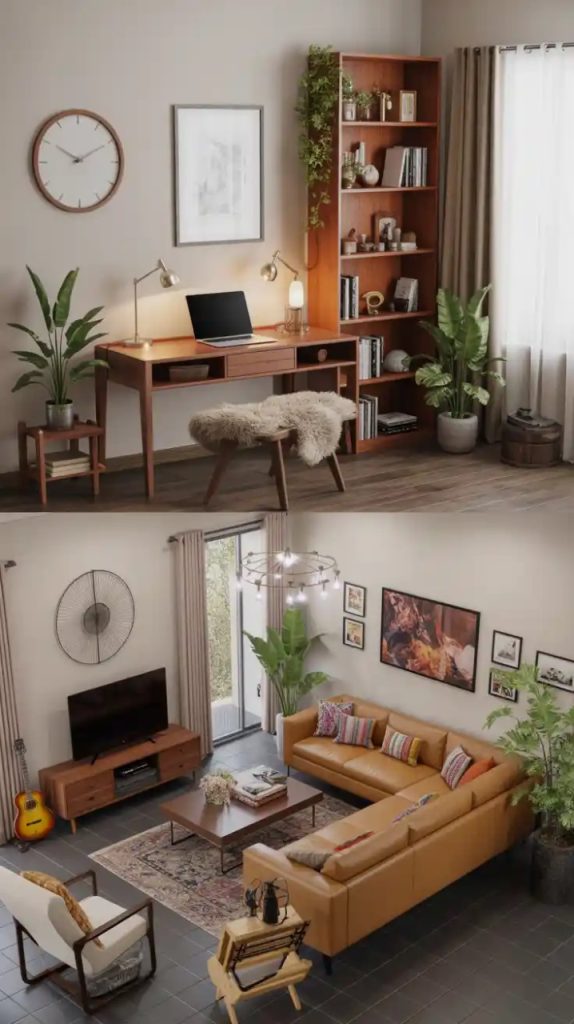 Home office desk by a sunny window