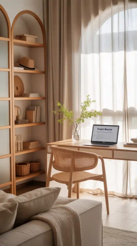 Coffee table converted into workspace