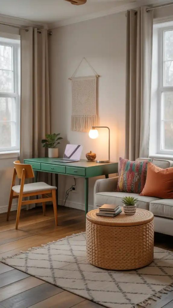 Hidden desk inside wooden cabinet