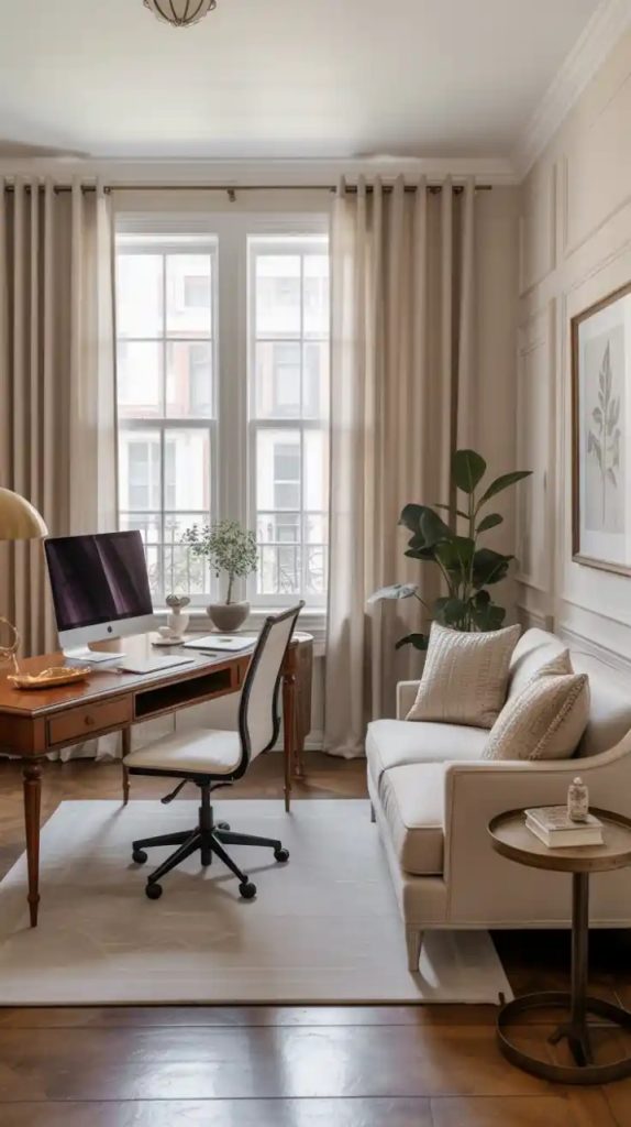 Scandinavian minimalist home office setup