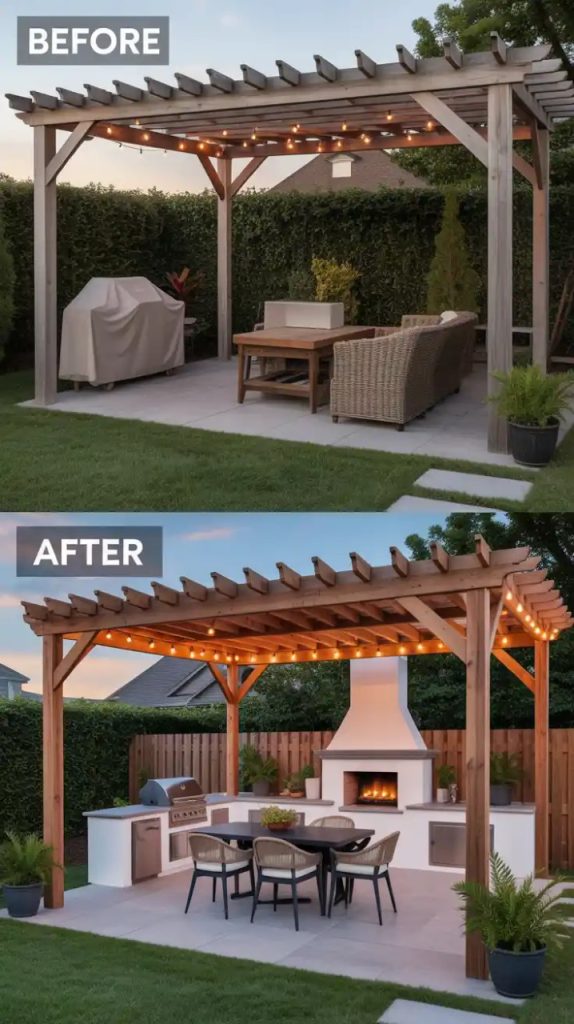 DIY cinder block outdoor bar counter