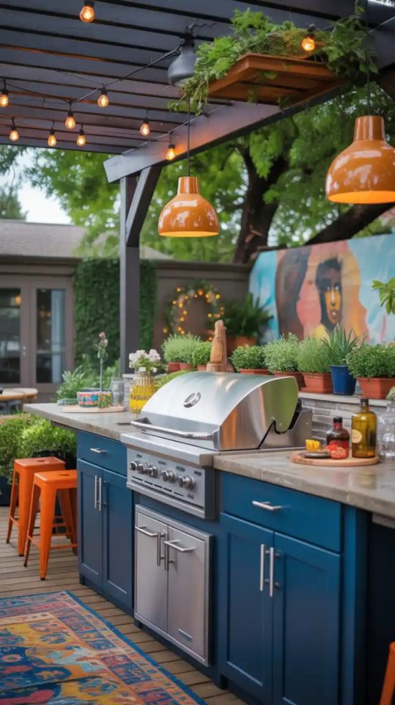 Rustic farmhouse-style outdoor kitchen