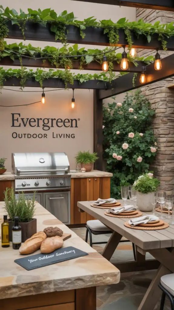 Stone veneer grill island in the backyard