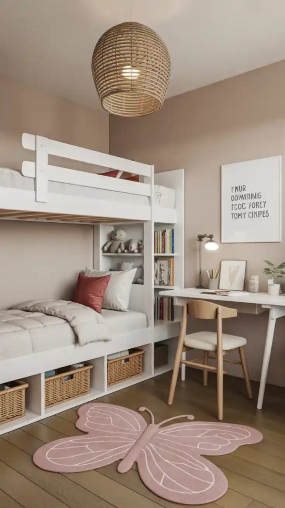 Bedroom office combo with room divider