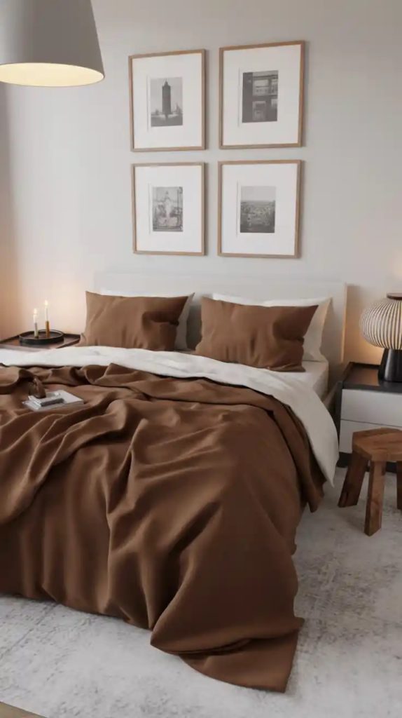 Cluster of woven baskets as over-the-bed wall decor