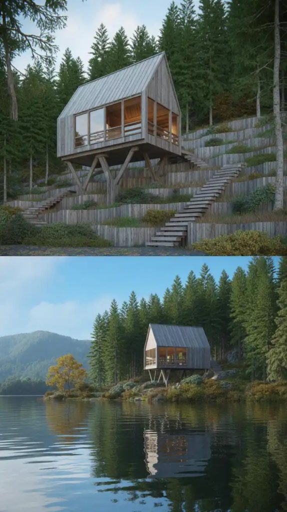 Tiny cabin with lakeside view