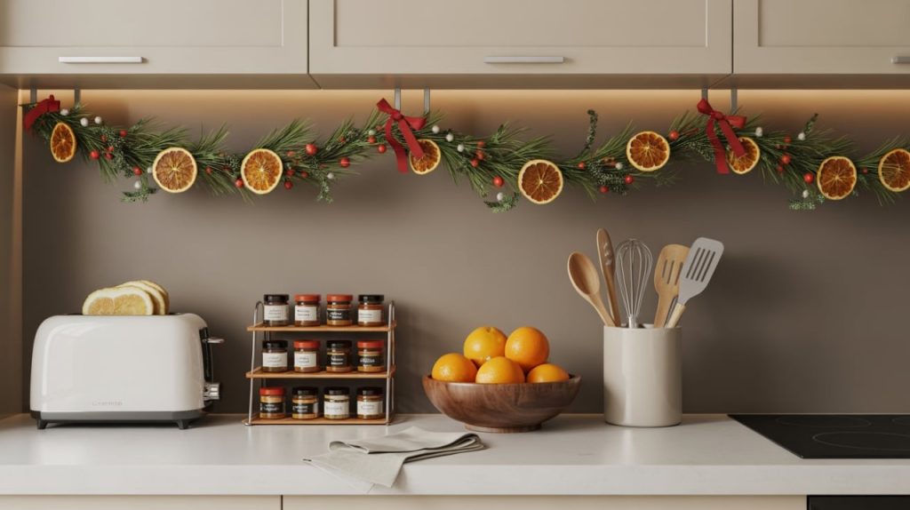 Pantry with clear bins and tiered shelves
