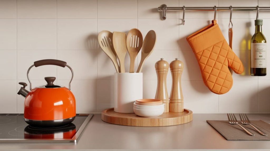 Kitchen island with built-in shelves and storage