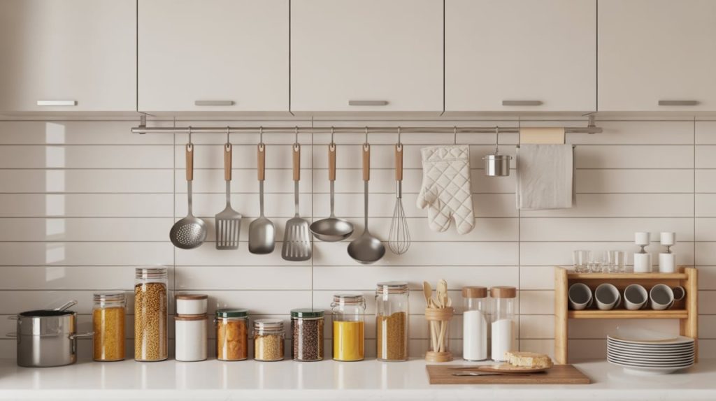 Under-sink storage with cleaning supply caddy