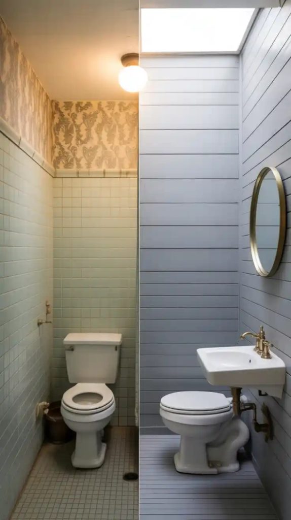 Relaxing bathroom with scented candles and rolled towels
