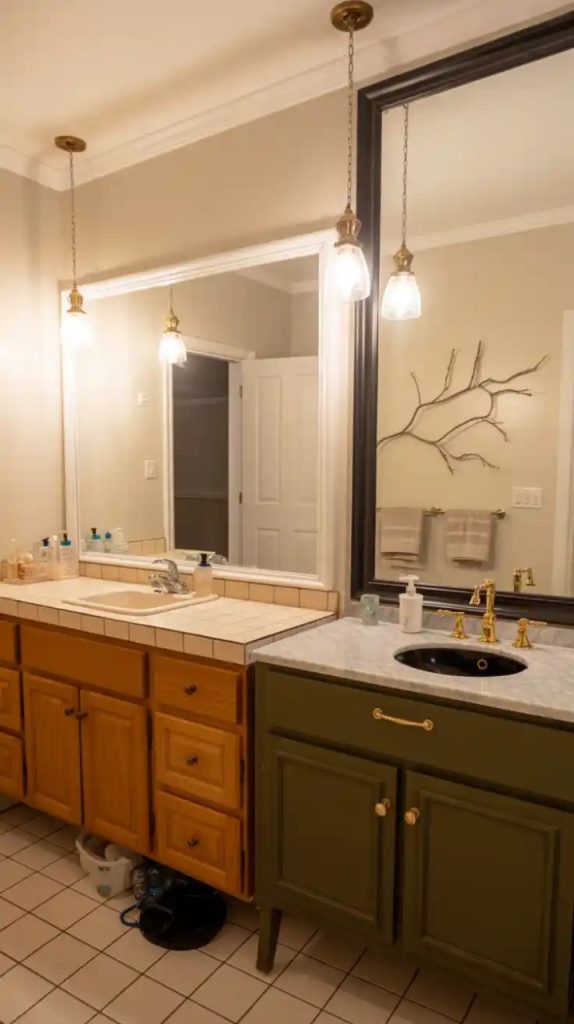 Bright bathroom with frameless glass shower door