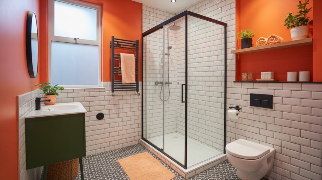 Luxury bathroom with rainfall showerhead