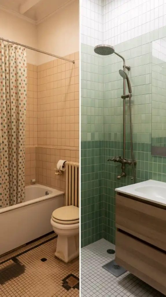 Stylish bathroom makeover with marble-inspired tiles