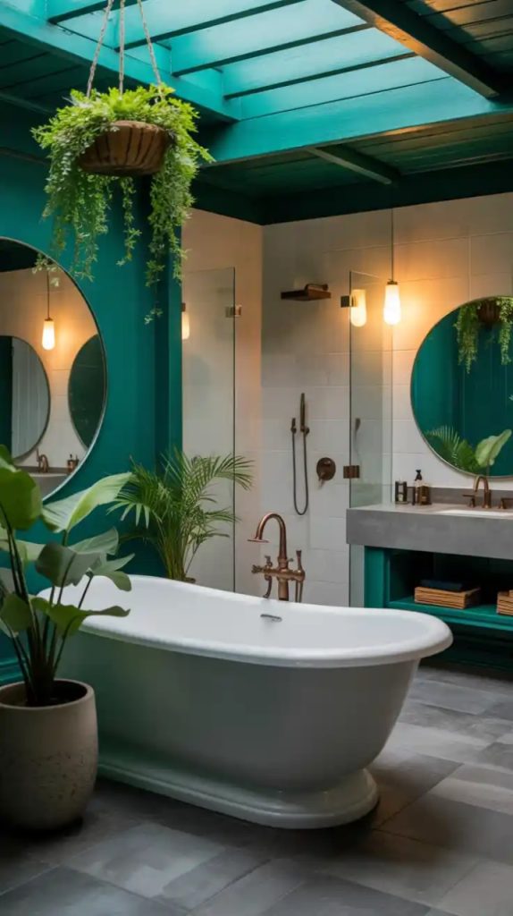 Towels and accessories in emerald green tones