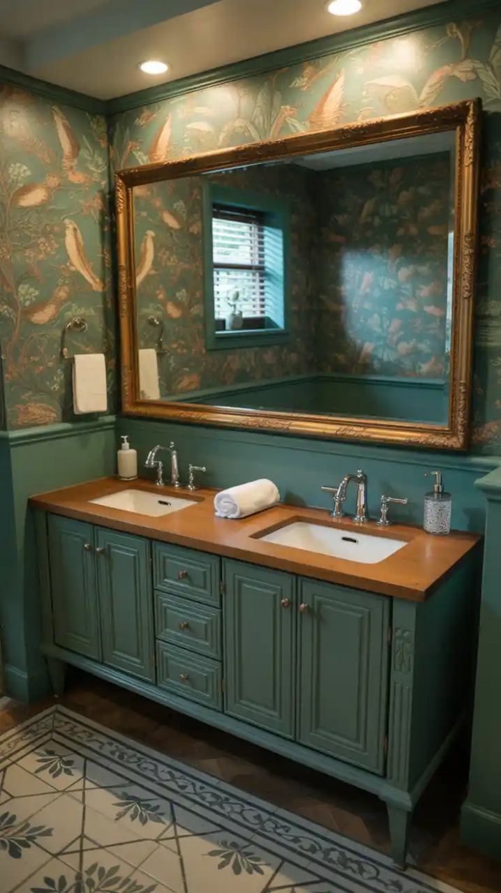 Freestanding emerald green storage cabinet