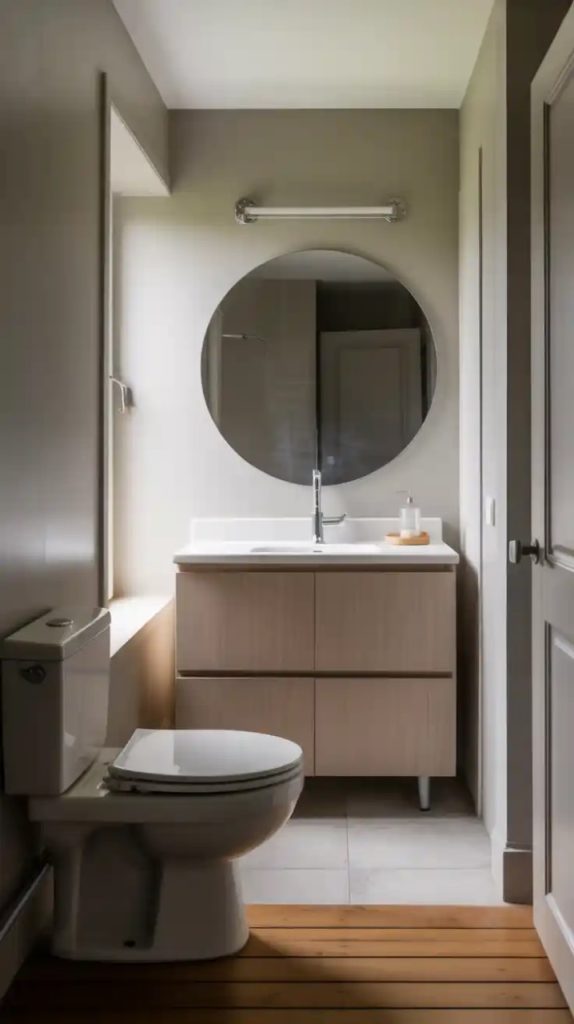 Minimalist powder room with pedestal sink