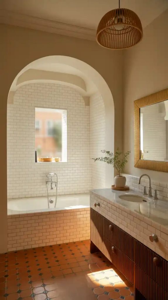 Spa-inspired small bathroom with calming light