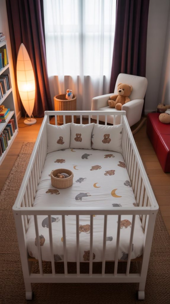 Space themed rug with stars and rockets for toddlers