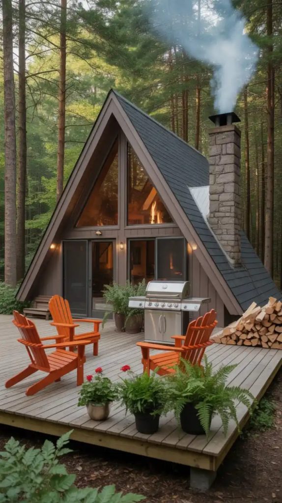 Seamless indoor-outdoor cabin deck with matching flooring