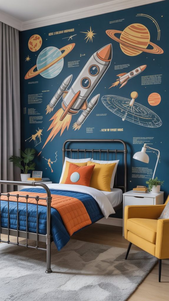 Glow planets ceiling light space bedroom ideas