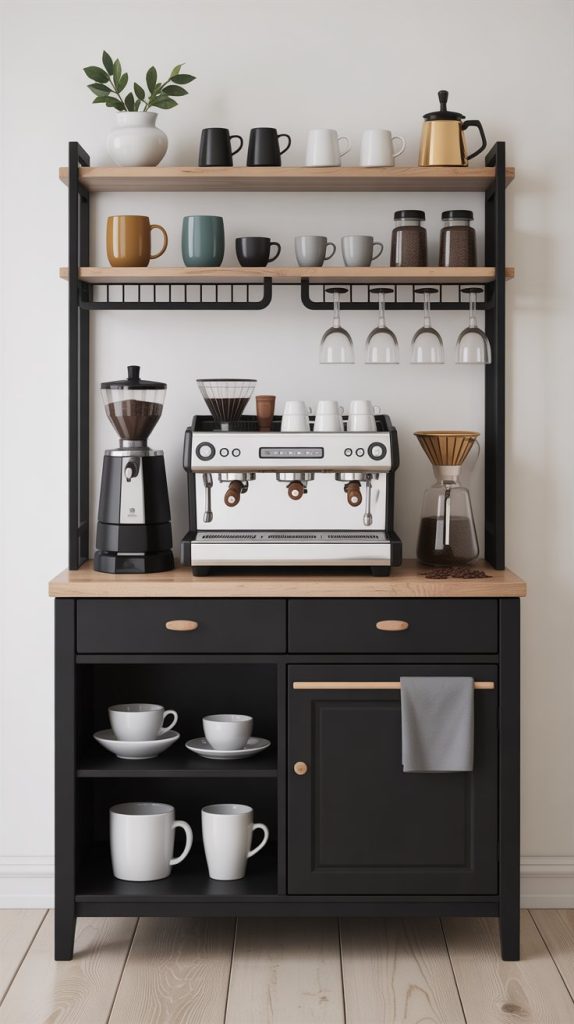 Coffee bar with seasonal themes, featuring fall pumpkins or spring pastels.