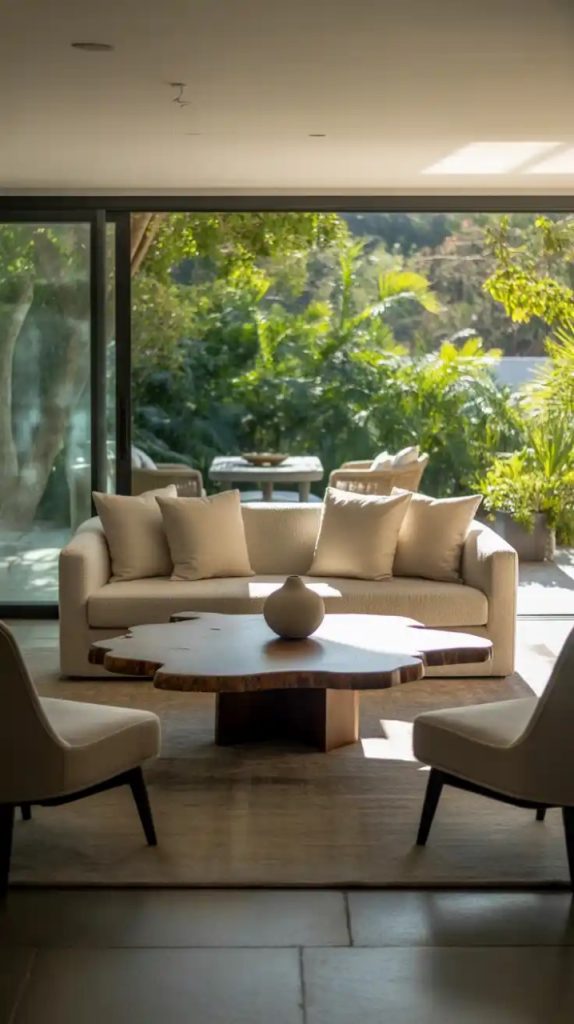 Bright living room filled with natural sunlight