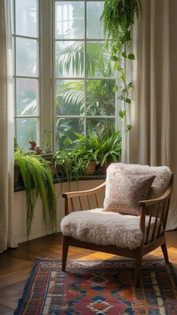 Dining space with emerald green walls