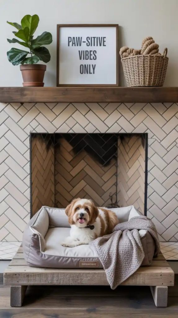 Indoor plants filling unused fireplace