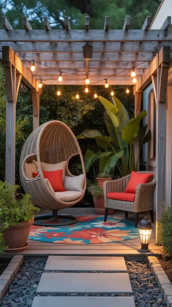 Small apartment patio with bistro set and chairs