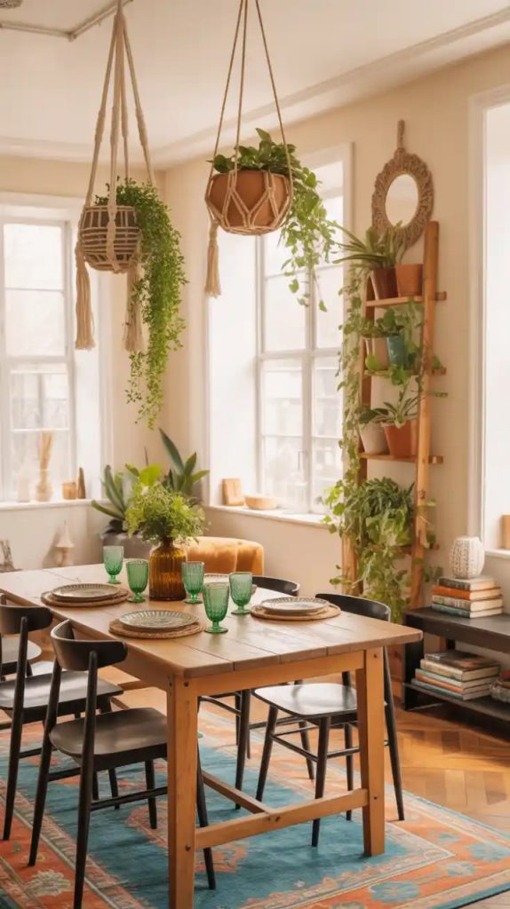 boho dining table styling