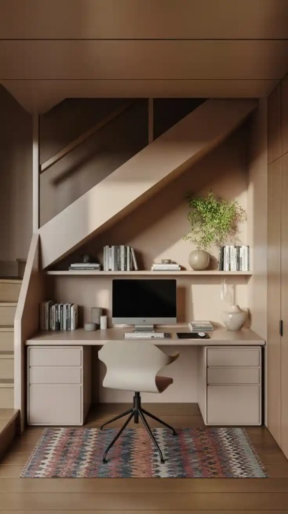 industrial-style study corner with exposed brick wall