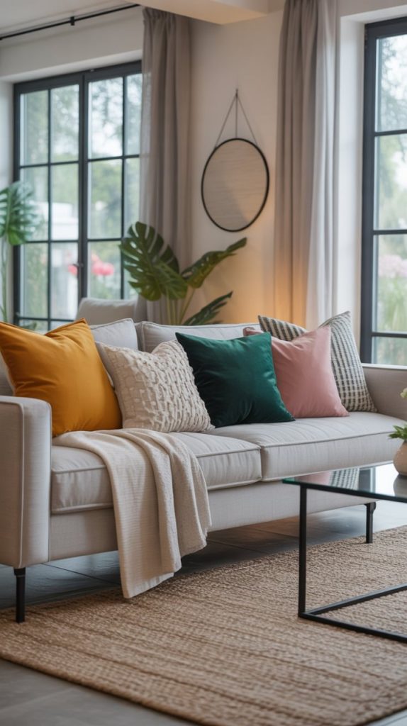 odd number pillow styling for sectional couch