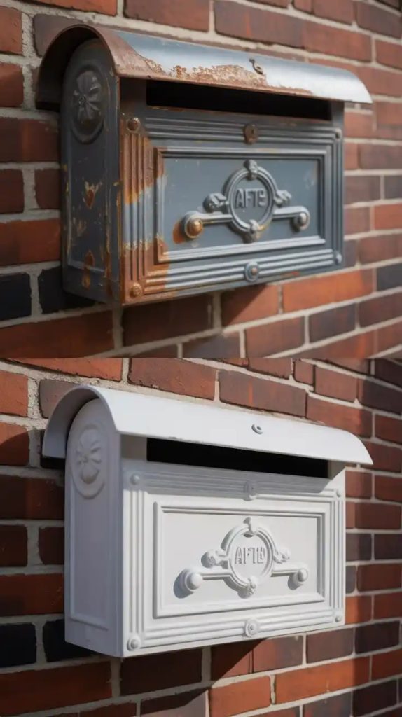 Macramé tassel hanging on mailbox post