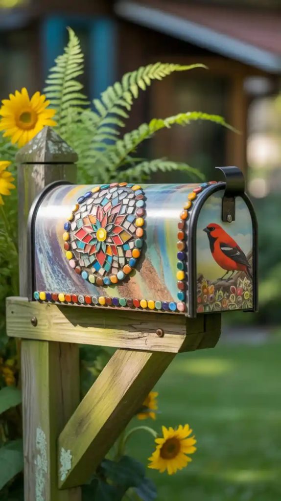 Jute-wrapped mailbox with bohemian style
