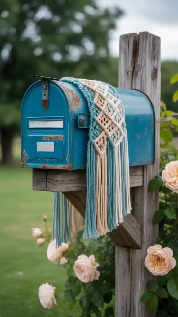 Hand-painted floral boho mailbox design